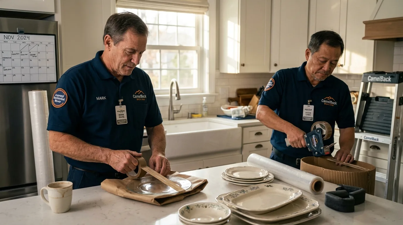 Professional crew packing kitchen dishware in Kaysville, UT