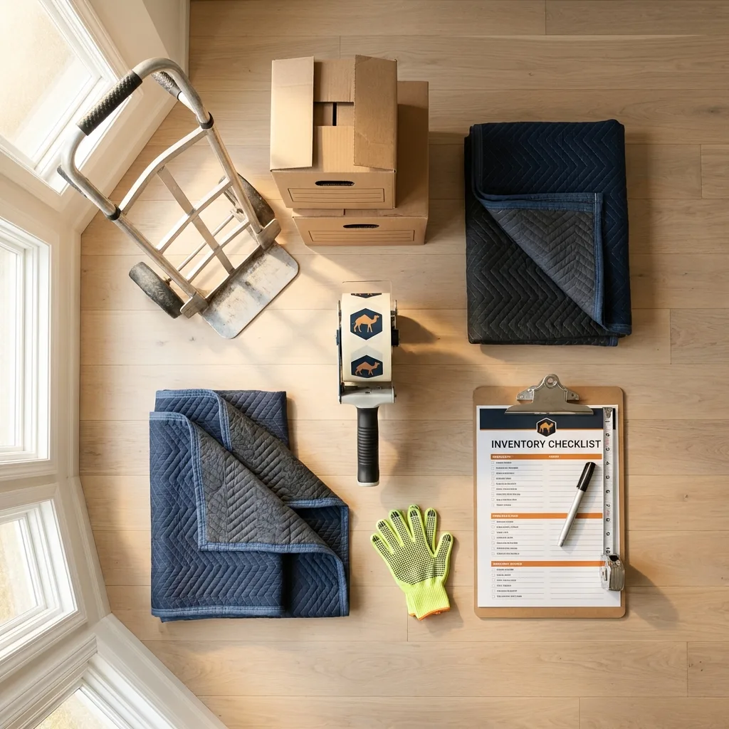 Professional moving supplies and packing materials layout for Kaysville residential relocations